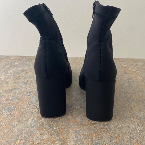 Highlights Vintage Ankle Boots Shoes Chunky Square Toe Black - Picture 6 of 11